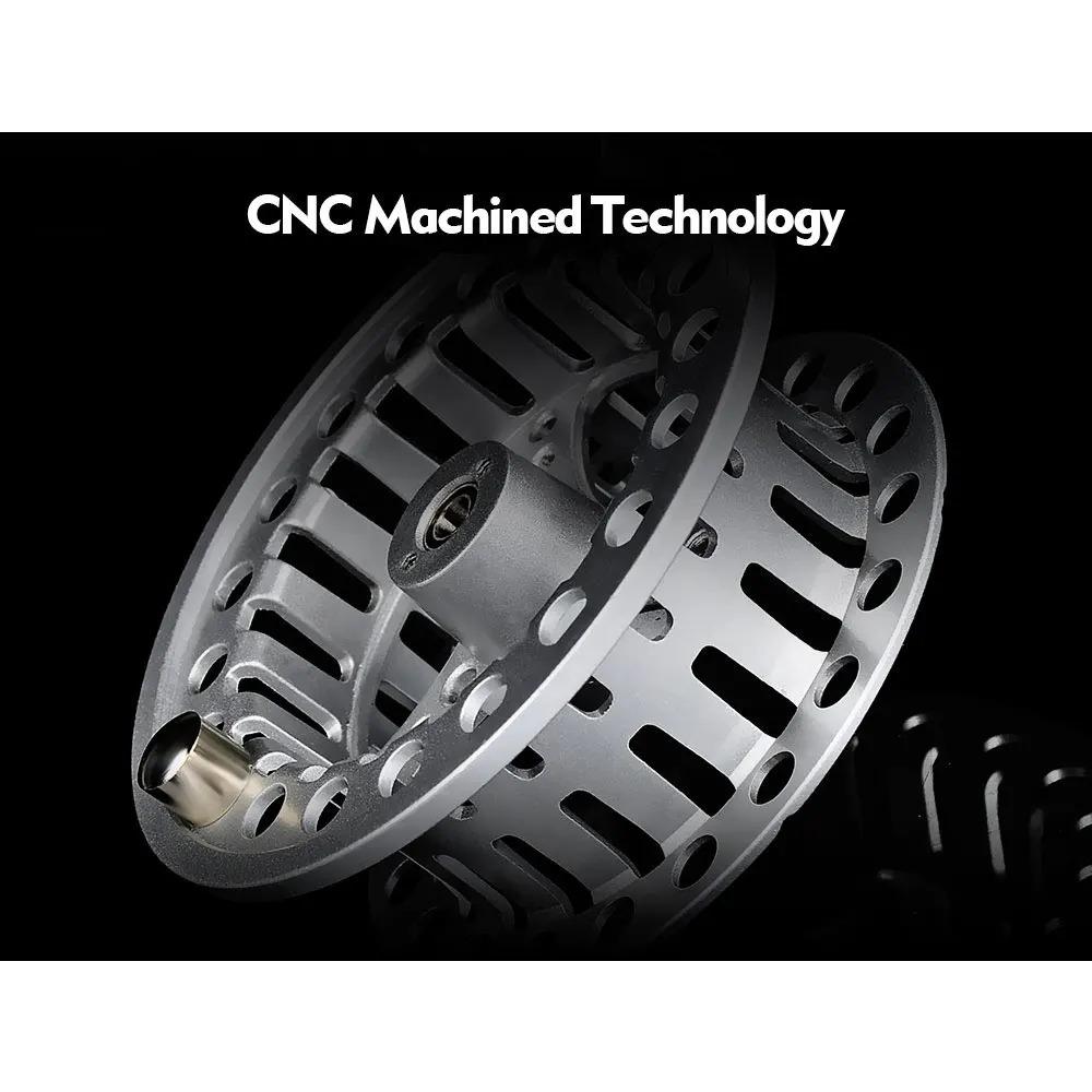 Precision Cnc Machined Fly Fishing Reel: Lightweight Aluminum Casting, Magnetic & Centrifugal Dual Brake System. Saltwater & Freshwater Ready for Ice Fishing and Streams. Two Sizes Available.