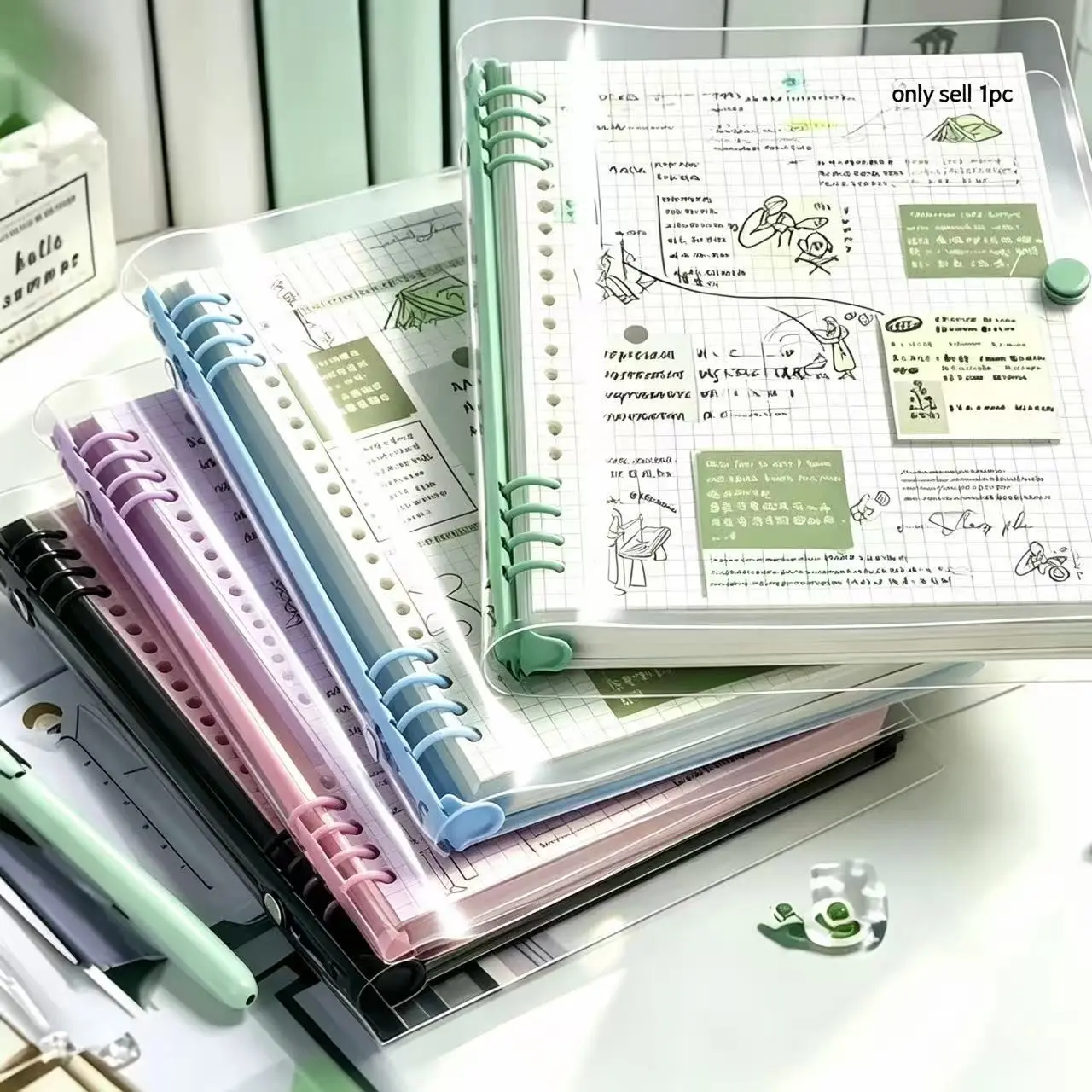 Waterproof Loose-Leaf Notebook, 60 Page A5 PVC Transparent Binder, Moisture-Proof Journal for Daily Writing, Office, Study, Work Use