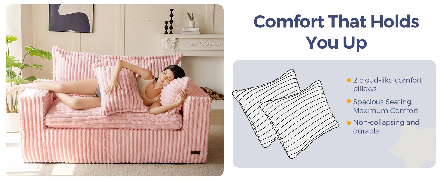 MAXYOYO Bean Bag Chair for Living Room, Upholstered Loveseat Sofa Couch with Deep Seating, Wide Armrests Boneless Couch Sofa in a Box for Bedroom Office Apartment, No Assembly