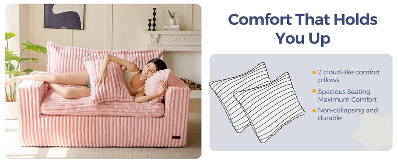 MAXYOYO Bean Bag Chair for Living Room, Upholstered Loveseat Sofa Couch with Deep Seating, Wide Armrests Boneless Couch Sofa in a Box for Bedroom Office Apartment, No Assembly