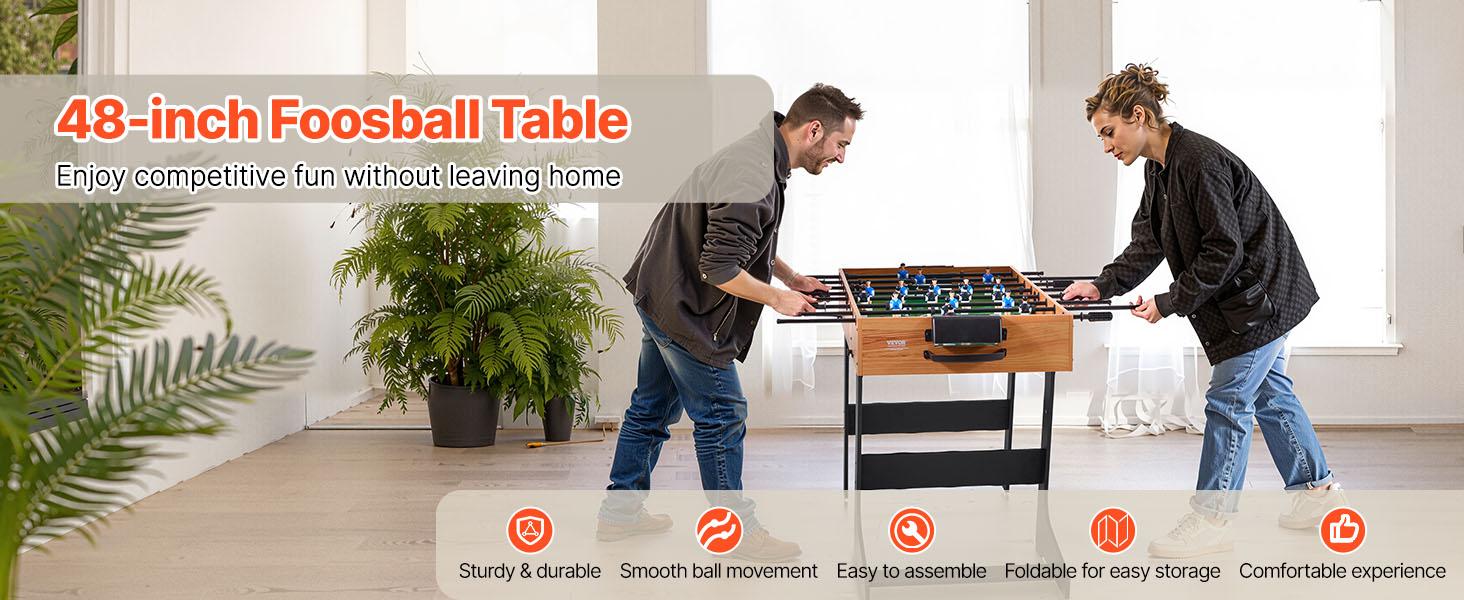 VEVOR Folding Foosball Table, 42 inch Standard Size Table, Indoor Full Size Foosball Tables for Home, Family, and Game Room, Durable Soccer Set, Includes 2 Balls VEVOR Folding Foosball Table, 42 inch Standard Size Table, Indoor Full Size Foosball Tables for Home, Family, and Game Room, Durable Soccer Set, Includes 2 Balls