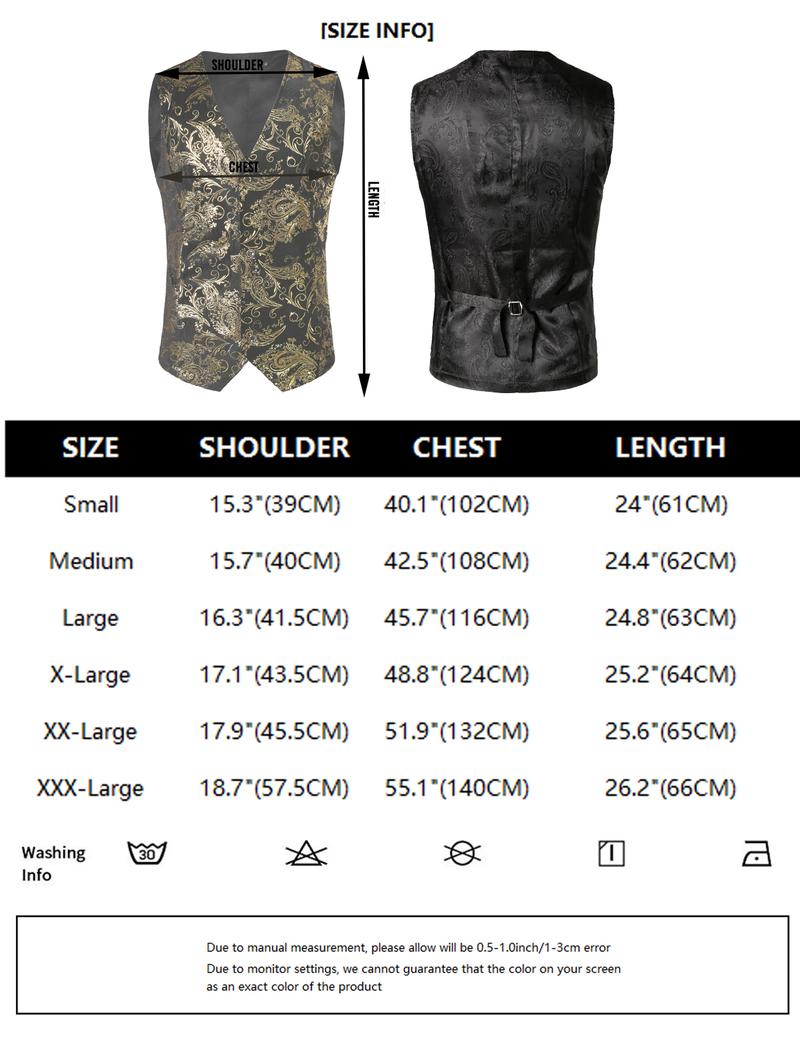 ZEROYAA Mens Hipster Metallic Paisley Printed Single Breasted V-Neck Suit Vest/Tuxedo Waistcoat Shirts Tops Elegant Floral funny shirts father's dad gifts