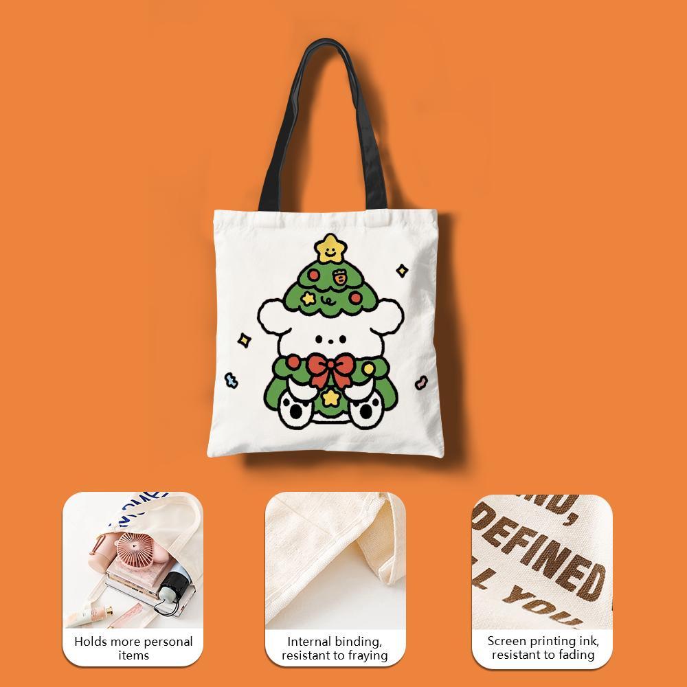 fashion Minimalism Storage Bags Canvas Double-Sided Print Tote Bag Large Capacity Shoulder Students Festive Fashion Eco Outdoor Picnic Travel High Quality Shopping Handbag Machine Washable Foldable Reusable