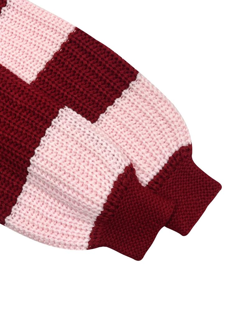 Women's Loose-Fit Striped Colorblock V Neck Sweater, Casual Long Sleeve Drop Shoulder Cardigan for Spring & Fall, Ladies Fashion Outerwear Knitwear