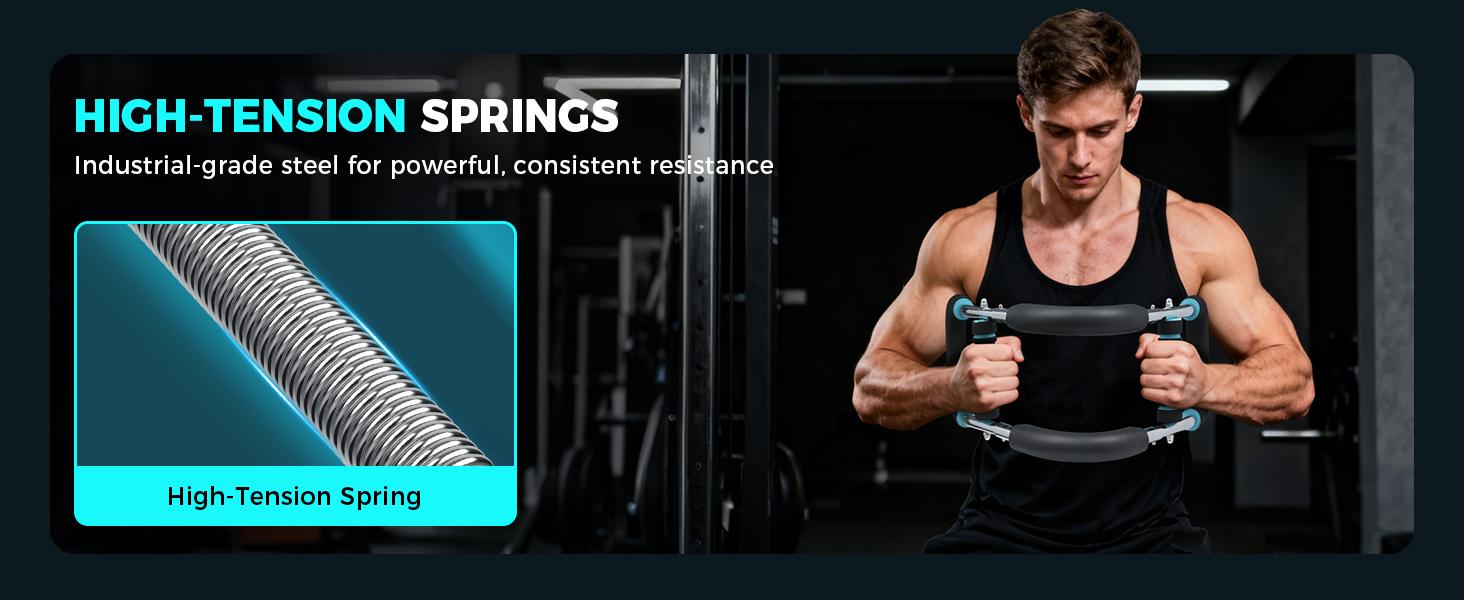 【SpringStatements】BAGAIL Twister Arm Trainer 5-Level Resistance 40-130 lbs for Chest & Arm Workout Home Gym Strength Training Equipment with Ergonomic Grips & Carry Bag for Men and Women Adjustable Exercise Machine