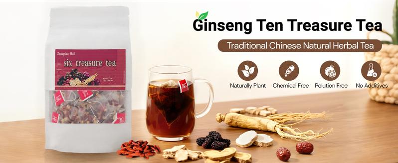 Men's exclusive tea,Kidney Tea Formula, Ginseng Ten Treasures Tea Organic Kidney Cleanse Tea, Traditional Kidney Cleansing Tea for Men, ,Natural Herbal Ingredients for Kidney Traditional Beverage Fruit Organic,Six Treasures Tea health detox