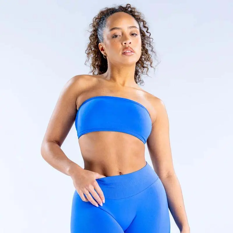 2025 DF Impact Backless Bandeau - Off Shoulder Seamless Strapless Workout Top for Women Sculpting Stretch Fabric Gym-to-Street Style Pink Athletic Fitted Fitness Clothes