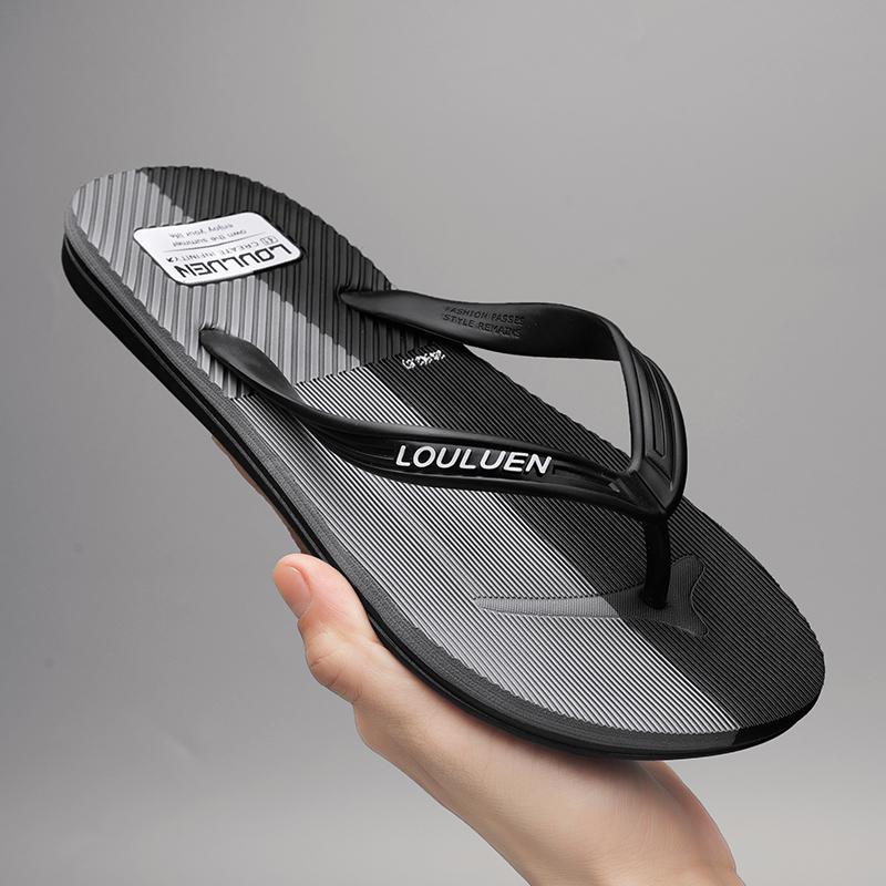 Men's Flip-Flops with Unique Texture, Four-Color Sandals, Comfortable Beach Shoes, Lightweight Slippers for Home, Bathroom, and Beach