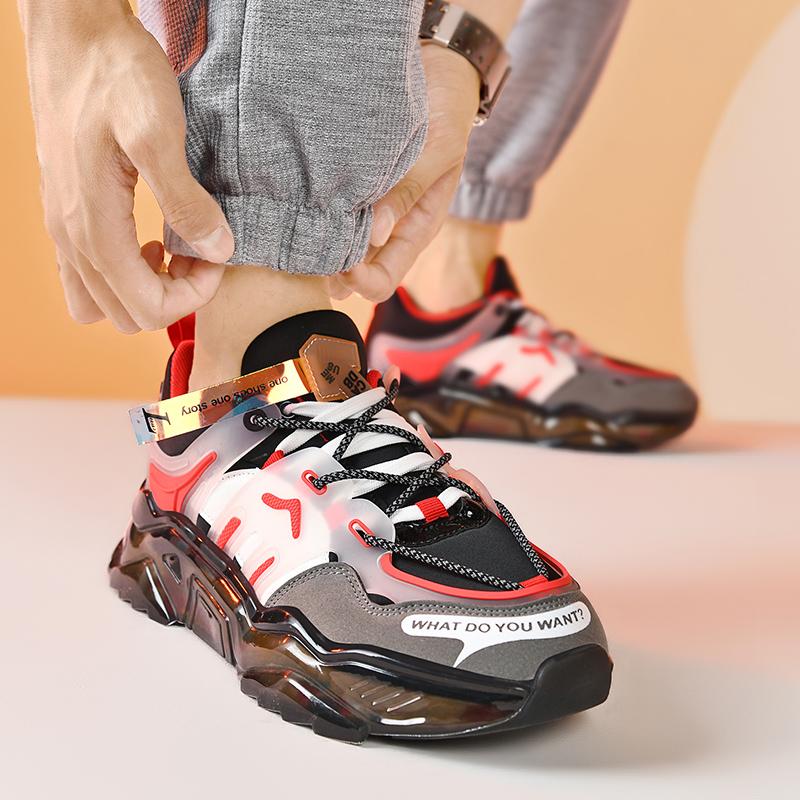 Men's Popcorn Sole Shoes, Lightweight Shock Absorption, All-Season Sport Casual Sneakers, Comfortable and Versatile Footwear