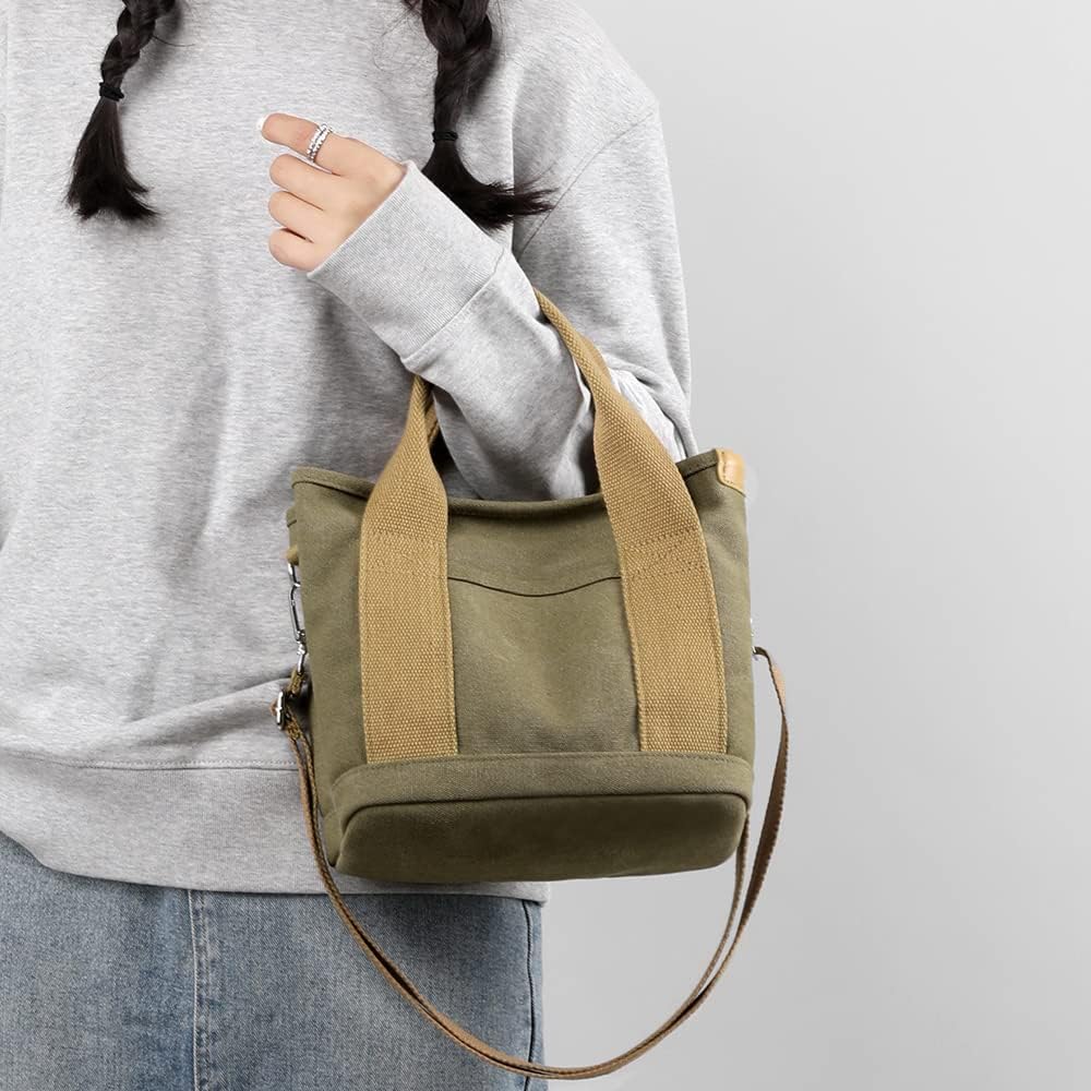 Handbag for Women Multi-Pockets, Canvas Tote  Bags with Zipper, Satchel Hobo Bag for Travel Work