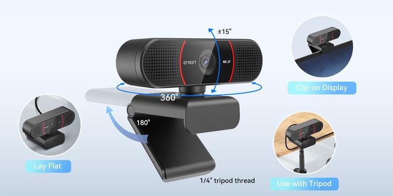 EMEET C960 4K Webcam for PC, 4K UHD Sensor, gaming for Switch 2 camera, Auto Focus, Dual AI Noise-Cancelling Mics, Auto Light Correction, 66° FOV, Plug&Play Webcam with Privacy Cover, Works with Zoom/Teams/Skype/Google, TikTokShopBlackFriday