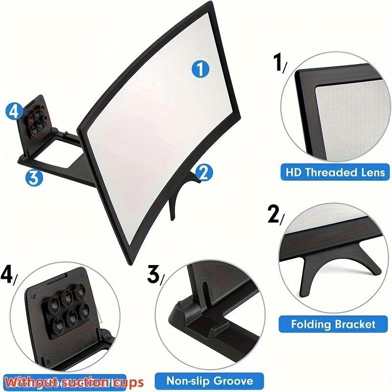 12.0 Inch Phone Amplifier, 3D Screen Expander, Foldable Phone Stand with Screen Enhancement, Perfect Gift for Movies, Videos, Games