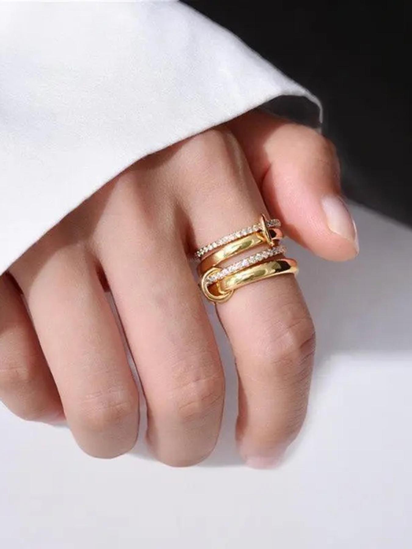 Women's Interlocking Stackable Rings, Personalized Multi-Ring Mixed Metal Stacking Jewelry, Couple Gift, Perfect Gift for Her