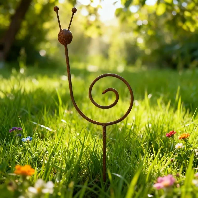 Rusty Metal Snail Plant Support, Minimalist Garden Ornament, Retro Snail Statue for Yard, Lawn & Garden Decor, Perfect Gift