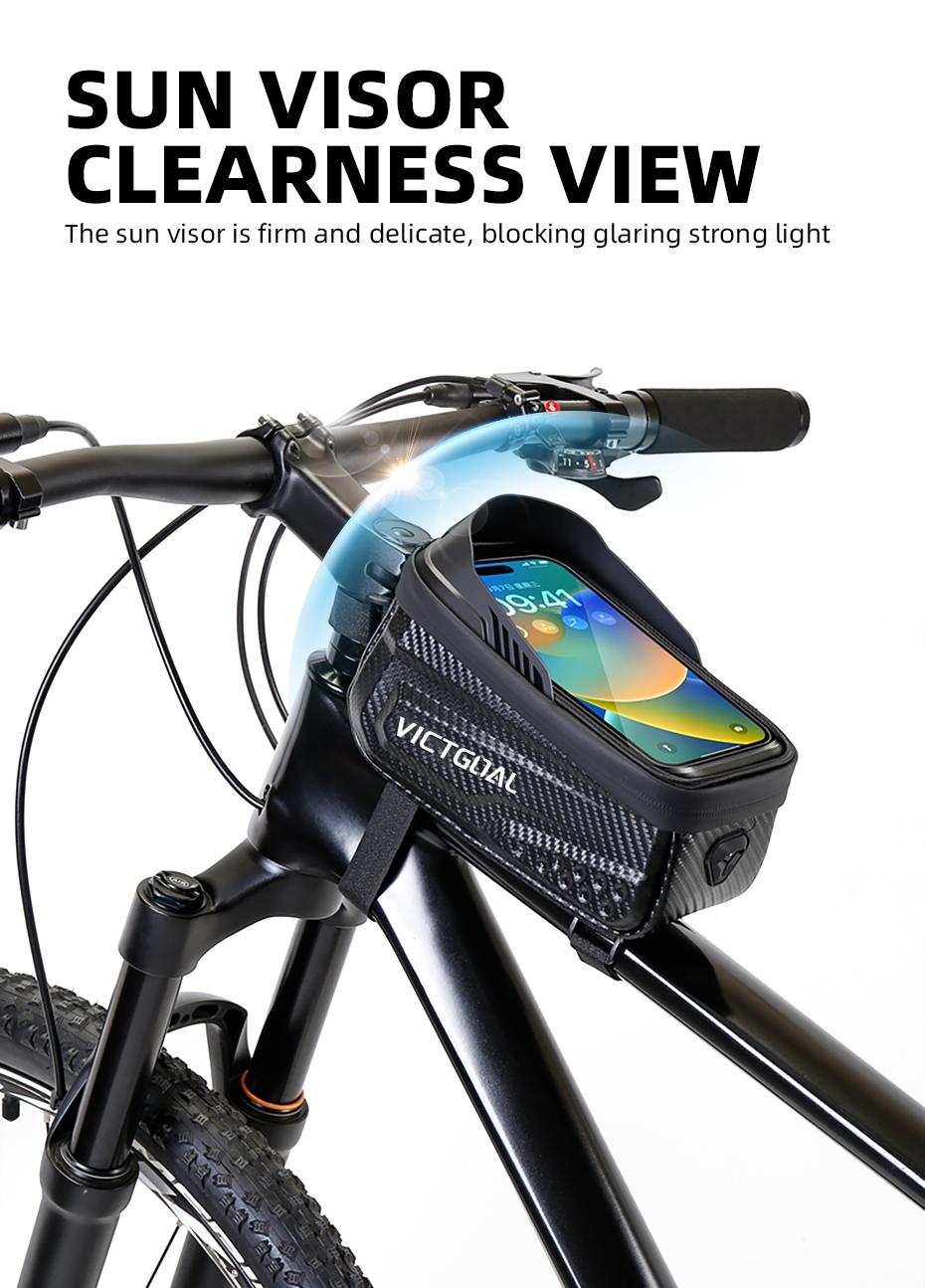 Bicycle Top Tube Frame Bag, Waterproof Bike Phone Holder 6.8″ Touchscreen Phone Storage Bag, Large Capacity Cycling Accessories for MTB Road Bike Bicycle Top Tube Frame Bag, Waterproof Bike Phone Holder 6.8″ Touchscreen Phone Storage Bag, Large Capacity Cycling Accessories for MTB Road Bike