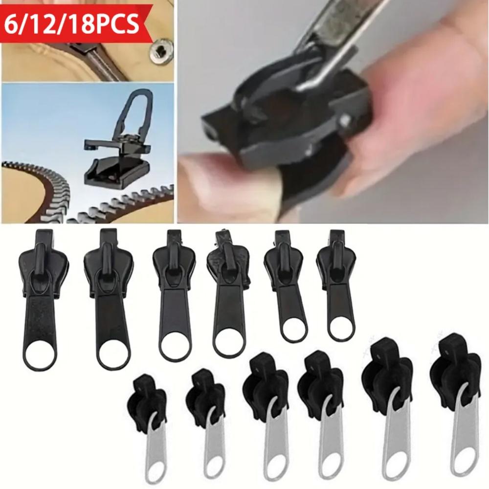 6/12/18pcs Zipper Repair Kit, Detachable Universal Zipper Pulls, Clothes Bags Luggage Replacement Parts, No Tool Needed