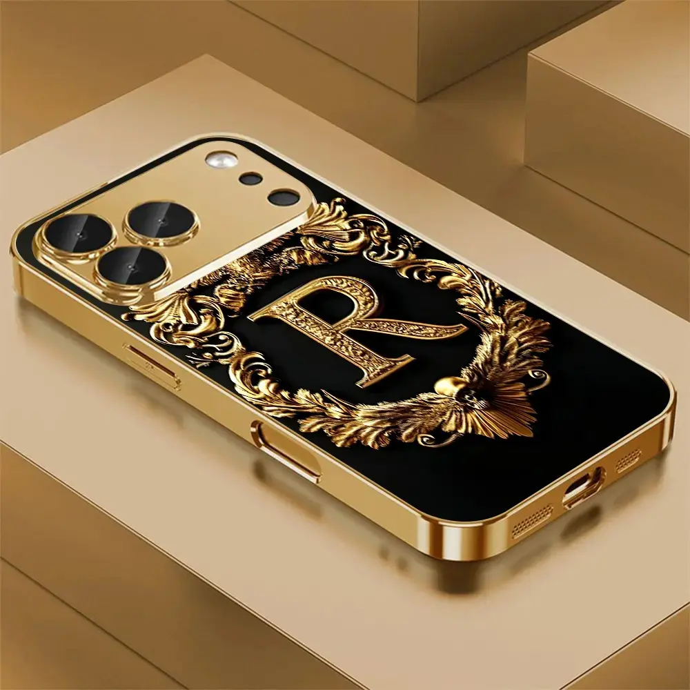 Baroque Letter R Printed Pattern Protect Cover - Multi-Model All-Inclusive Mobile Phone Case for Various Phones: iPhone 18 17 Pro Max,16,15,14,13,12,11,Samsung Galaxy S25 Ultra,S24,S23,S22,S21,S20,A Series - ZQ209