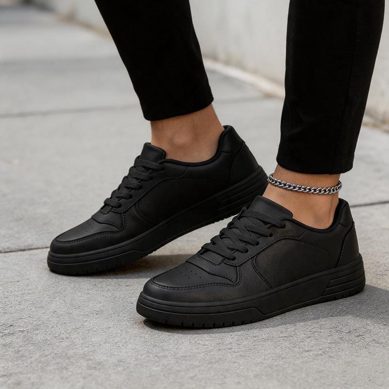 Couple Lightweight Durable Sports Shoes Trainer, Full PU Leather, Low Top Soft Sole, Outdoor Walking Shoes, Sizes 35-45, Comfortable Casual