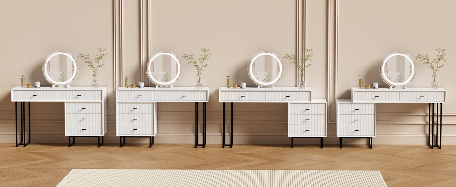 Large Vanity Desk with Drawers,Makeup Vanity Set with Movable 3-Drawer Chest,Modern Makeup Vanity Dressing Table