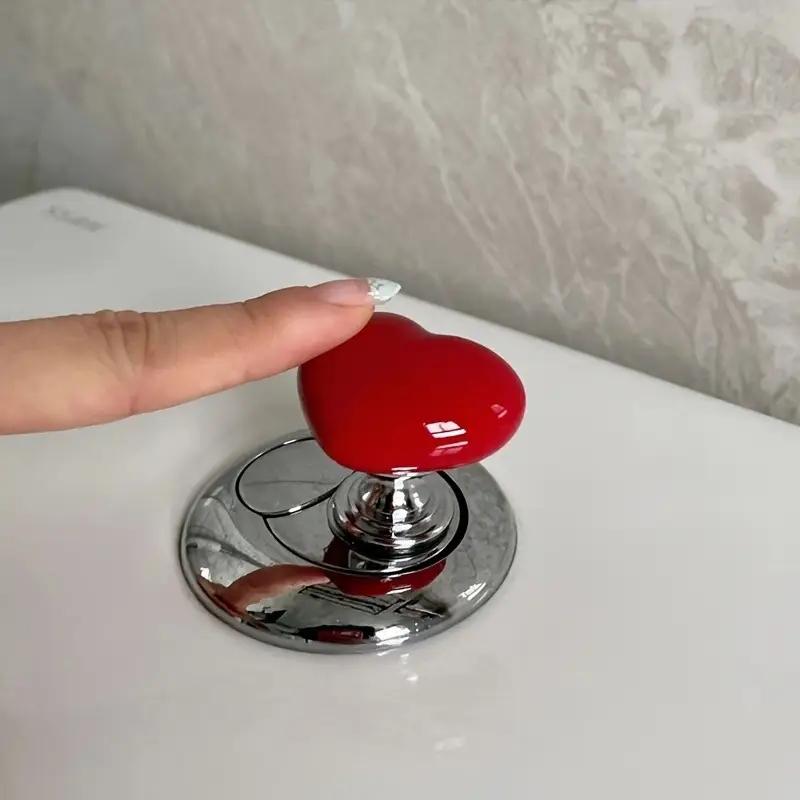 3-Piece Heart-Shaped Toilet Tank Button Push Rod, Long Nail Protection Flush Lever, Easy-Press Toilet Button Aid for Comfortable Use