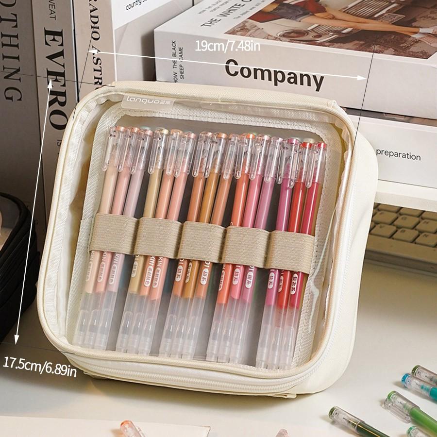 Large Capacity Multi-Layer Pencil Case, Transparent Visible Layer Storage, Multiple Colors Available, Durable and Wear-Resistant