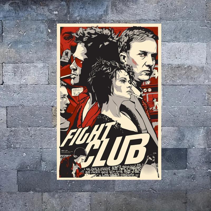 Room Decoration 1 Piece Frameless Fight Club Movie Canvas Poster, 30.48x 45.72cm , Soft Canvas Material, Suitable for Bars, Clubs, Cafes, Restaurants