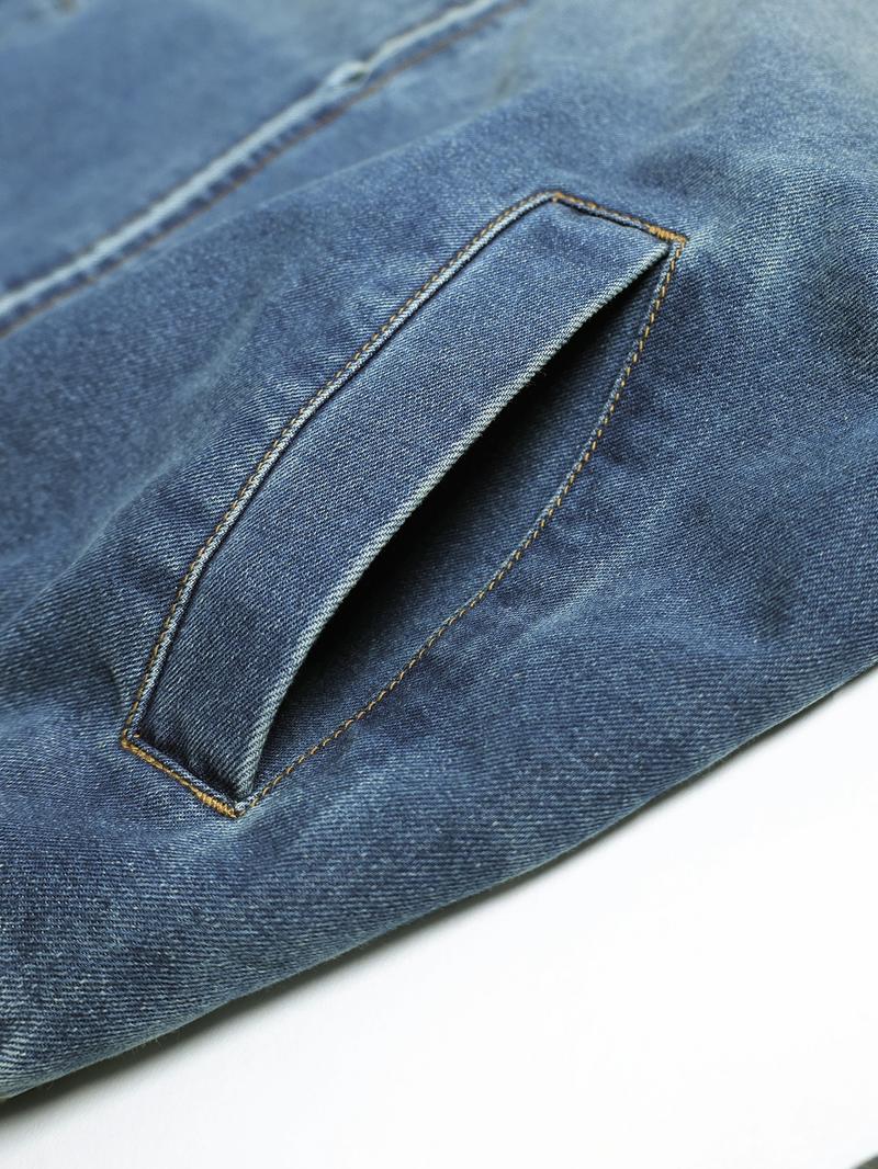 Women's Denim No Stretch Pilot Jacket, Loose-Fitting Zipper Fly, Casual Fashion Outerwear, Perfect for Daily Wear