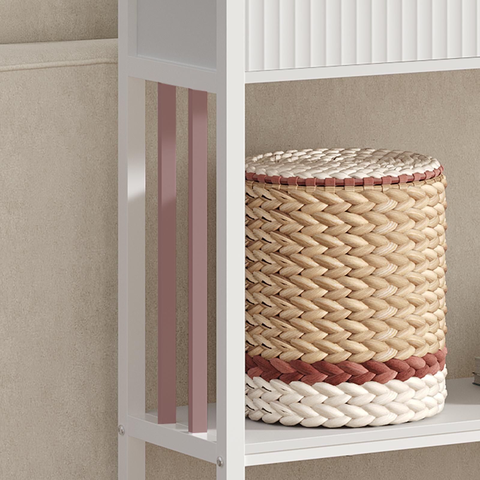 MAHANCRIS Narrow Long Console Table with Storage Shelf, 2-Tier Fluted Entryway Table with 2 Drawers, for Entryway, Living Room, Foyer, Hallway, Office, White