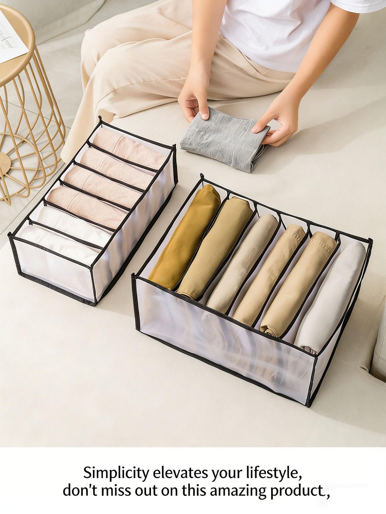 Foldable Underwear Storage Box, Drawer Style Divided Organizer Bag, Socks Bra Panties Separated Compartment, Clothing Organiser