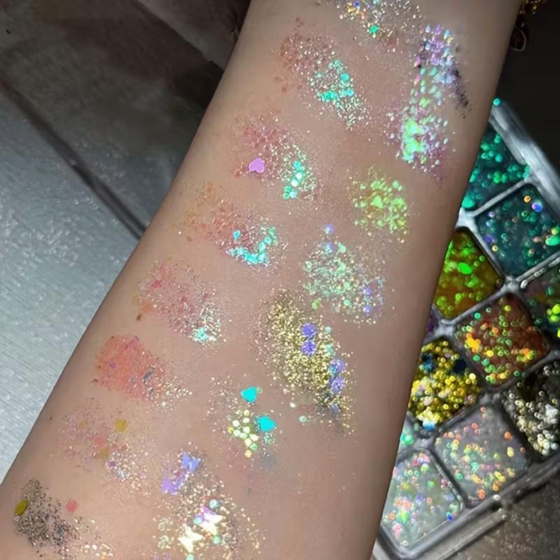Get the Spotlight! Diamond Sparkle Eyeshadow Palette ✨ | 16 Dreamy Glitter Shades | Stage & Rave-Ready Looks! (Limited Edition!) #GlitterEyeshadowPalette #RaveMakeup #StageMakeup