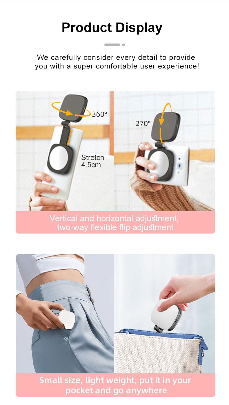 3 in 1 Magnetic Selfie Light for iPhone,Selfie Light with Mirror 360° LED Ring Light with Instant Attachment for MagSafe,Mirror and Phone Stand – Portable Rechargeable Fill Phone Light for Makeup, Live streaming fill light, Video Calls Conference