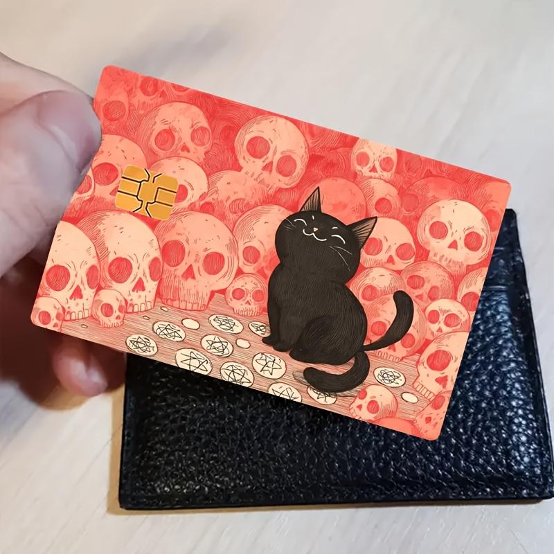Adorable Black Cat Skull Stickers for Bank Cards, Credit Cards, Debit Cards, Transit Cards, And Room Keys