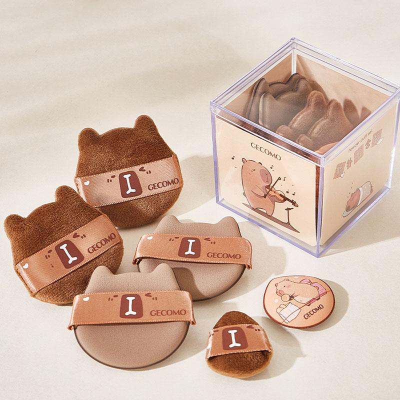 Capybara Puff Set Mini Flocked Thumb Puff Wet Dry Use Makeup Concealer Tool