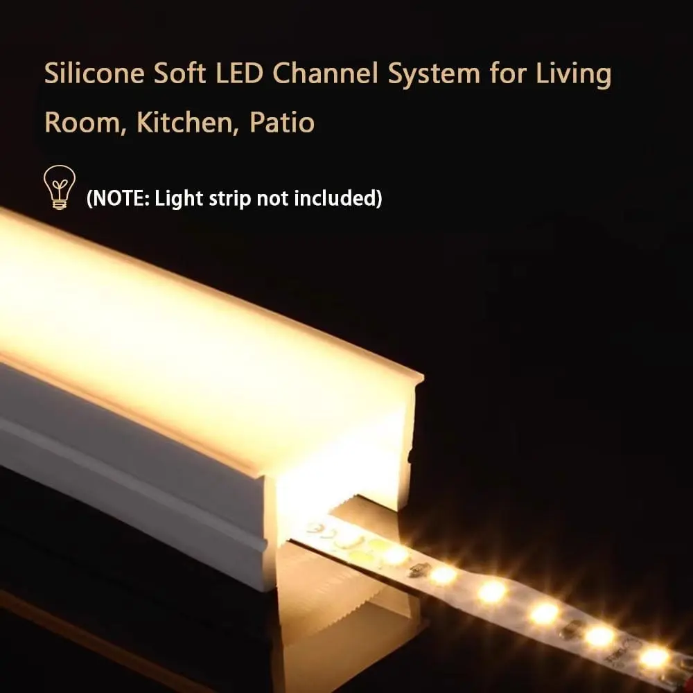 White silicone LED diffuser channel embedded flexible and bendable track 5m 10m, suitable for 4mm-8mm LED light strips, DIY indoor and outdoor cabinet background lighting decoration, seamless and spot free (excluding LED light strips)