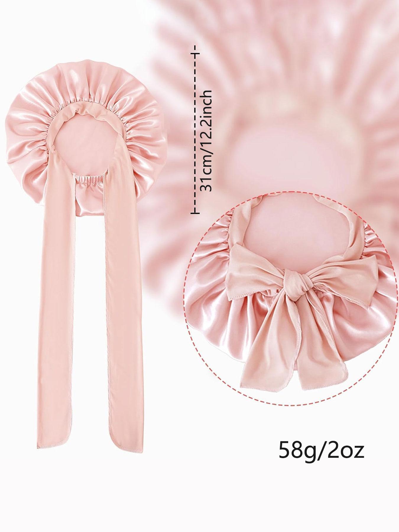 Women's Elastic Band Satin Sleep Cap, Adjustable Satin Bonnet, Silk-Like Bow Hair Hat, Casual Home Daily Hair Care, Soft Stretchy Fabric, All Seasons