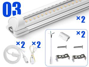 Barrina T8 LED Shop Light 2FT, 20W 3000LM 3000K, V Shape Integrated LED Lighting for Garage, Warehouse, Workshop, ETL Listed, 2 Packs