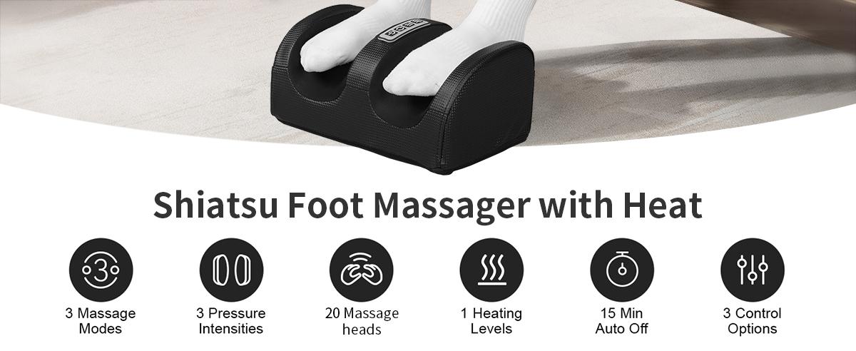Shiatsu Foot Massager Machine with Heat, Foot and Calf Massager with Massage Roller, Deep Tissue Massager for Foot Massage and Calf Massage, Gifts for Mom & Dad Portable Pain Relief Massagetool