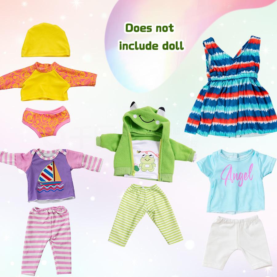 DEARBEI 5 PCS 16-18 inch Baby Doll Clothes Outfit Pajamas for Baby Doll Clothes, 17 Inch Doll and for 18 Inch Girl Doll Outfits 2 Years Old