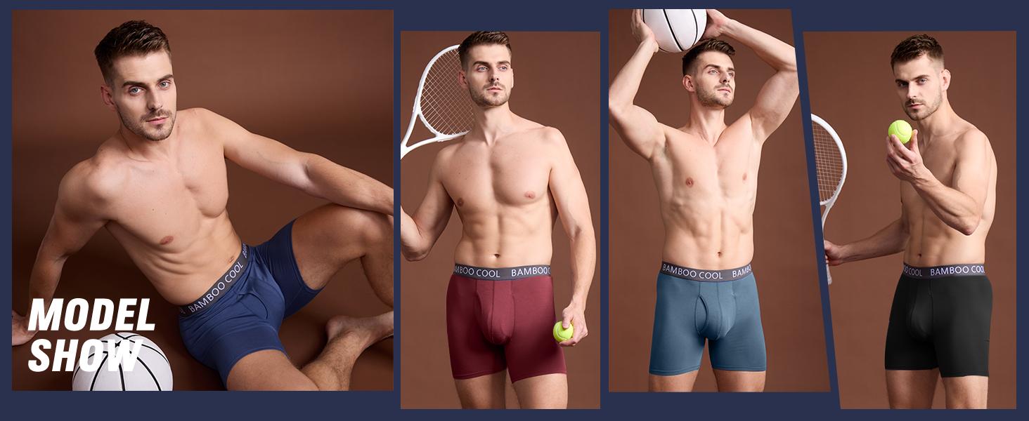 BAMBOO COOL Men's Underwear Boxer Briefs 7-Pack Beige Elastic Waistband 3D U-Pouch No Ride-Up Four-Way Stretch for Big & Tall Men Fathersdaygift Menswear SpringStatements