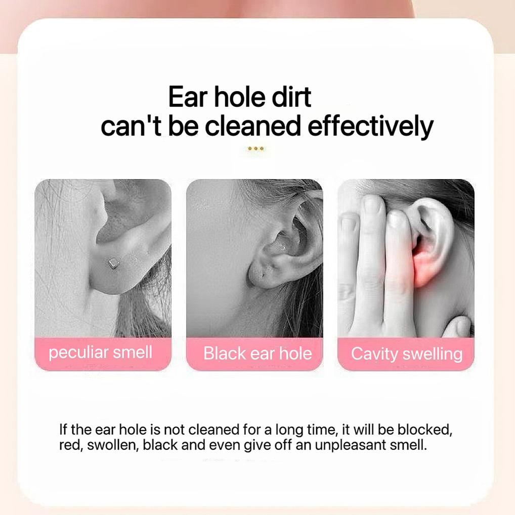 Ear Piercing Cleaning Kit, Anti-Clogging and Odor-Removal, Includes 240 Ear Cleaning Wires and 15 ml Solution, Essential Tool for Earring Care