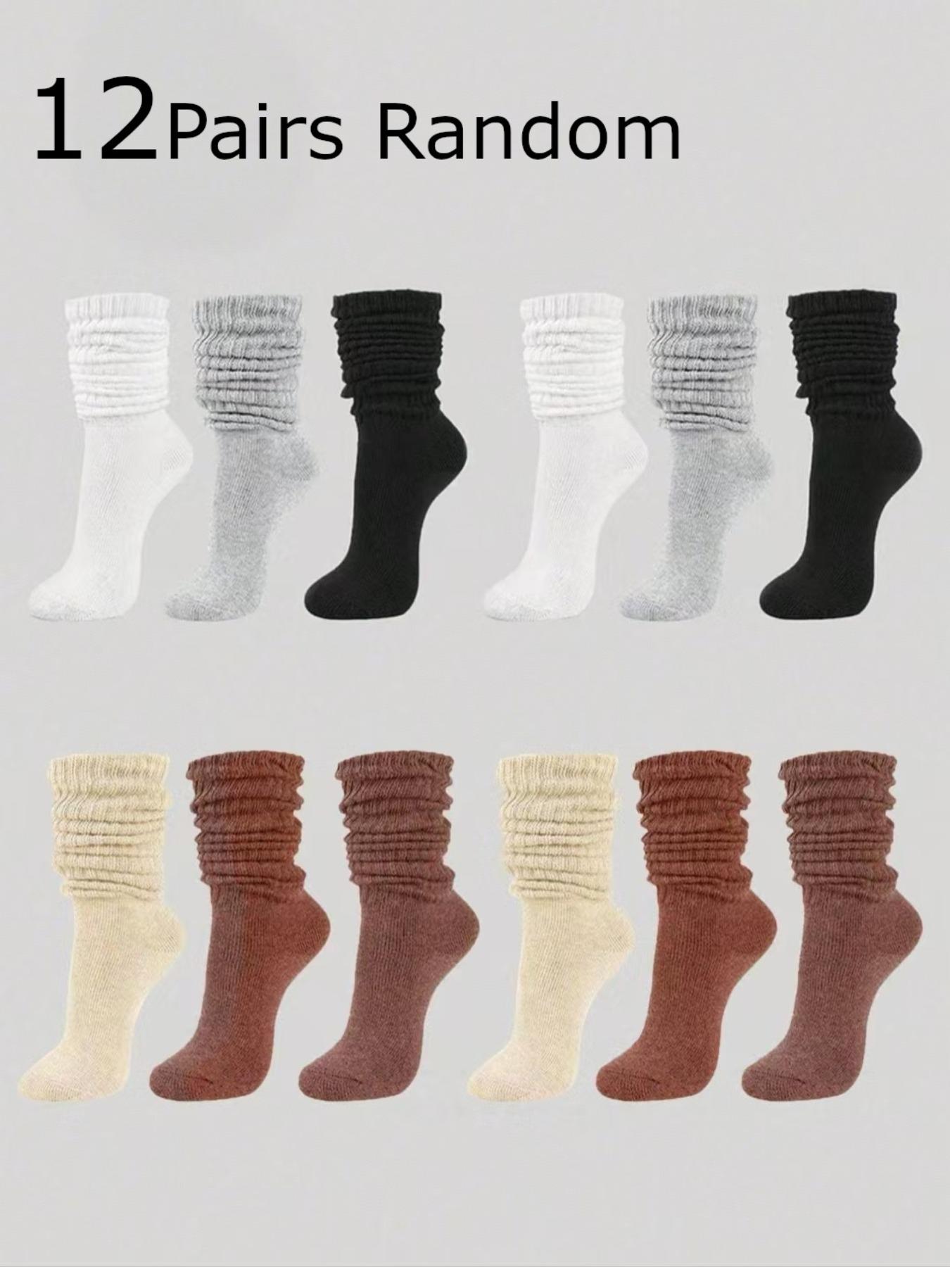 Socks Set, Girls' Solid Color Crew Socks, Simple Versatile Knitted Split-Toe Socks, Fall Winter Warm Mid-Calf & Long Socks, Casual Soft Socks, Casual Comfy Socks