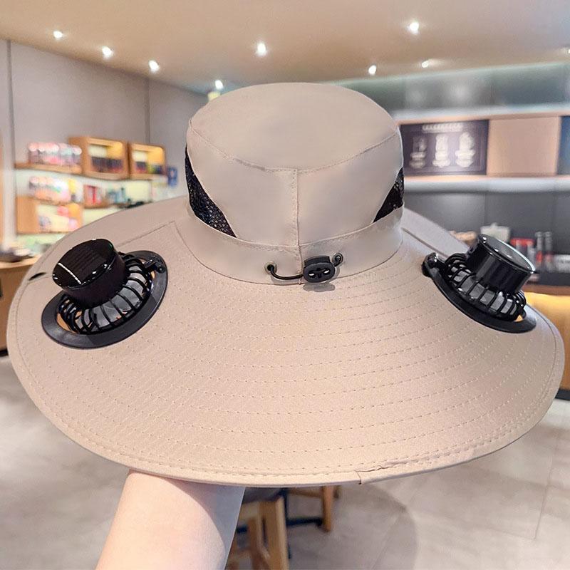 Solar Fan Hat, Hat with Solar Fans Built in，With2PCS Rechargeable Cooling Fan, Suitable for Outdoor Fishing, Camping