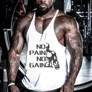 High Fashion Printed Fitness Vest Men's Sports Sleeveless Shirt, Cotton Summer Bodybuilding Stringer Vest Gym Clothing