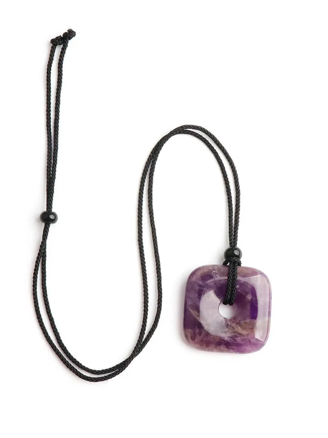 30mm Natural Stone Geometric Pendant Necklace, Dongling Jade Peace Charm Chain, Lapis Lazuli Necklace, Boho Style, All Seasons