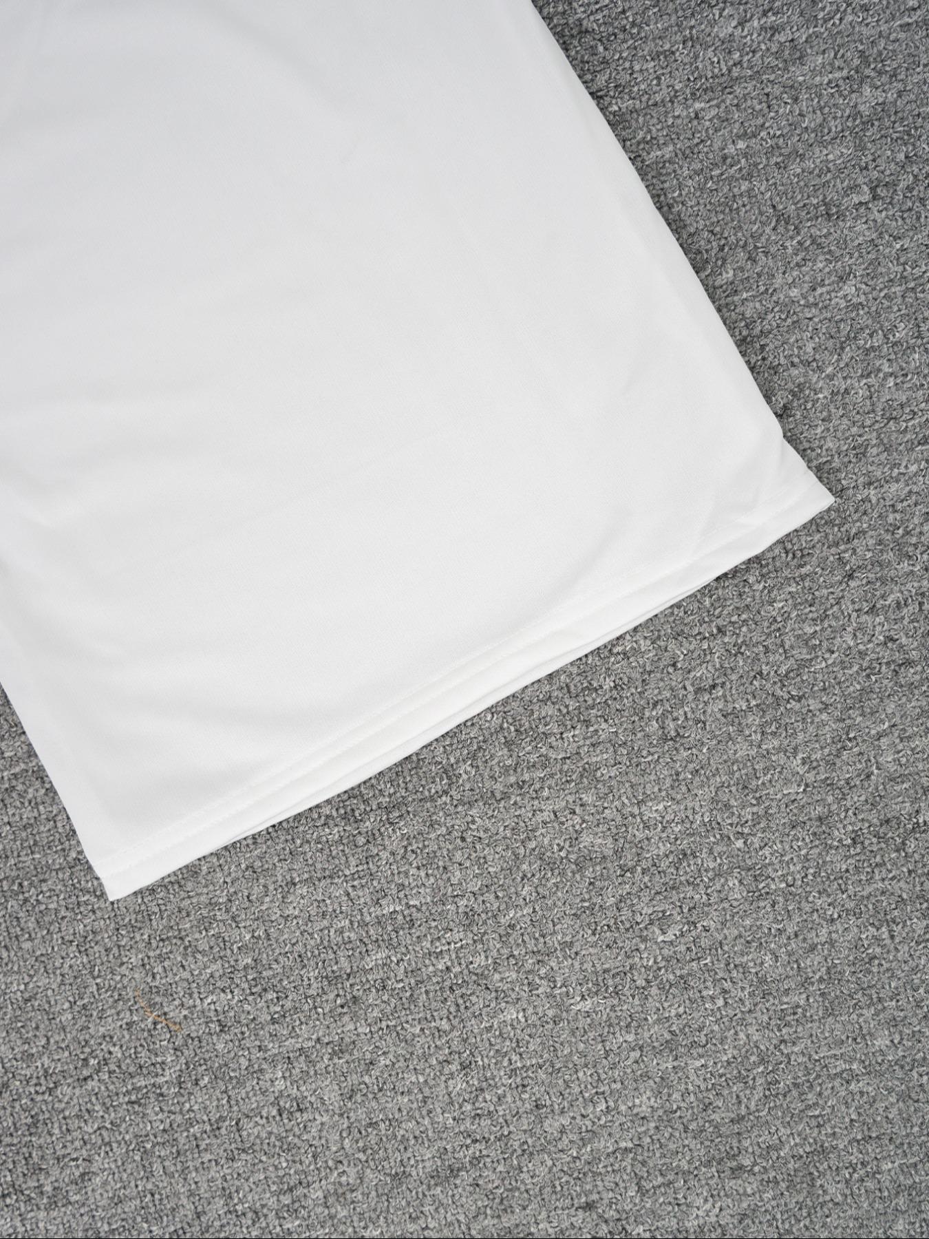 Hot-girl Style Contrast Binding Short Top and Letter Tape Wide Leg Pants, Women's Black & White Two-piece Set