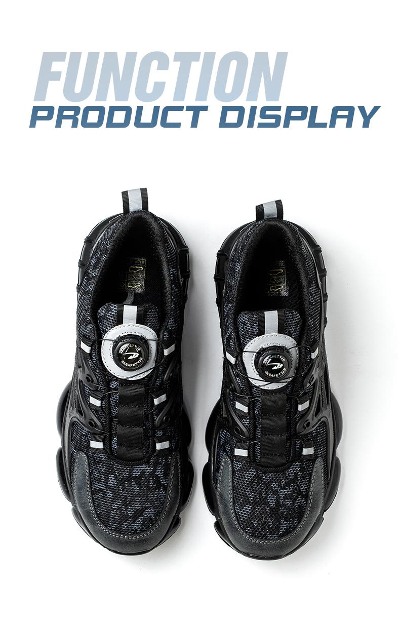 Men's Safety Sneakers with Swivel Buckle - Steel Toe, Breathable Mesh Upper, Non-Slip Rubber Sole Work Boots, Safety Shoes for Outdoor Activities, Blue Collar Workers, Nurses | Sports Safety Shoes | Durable Rubber Sole Product Model：678 SpringStatements