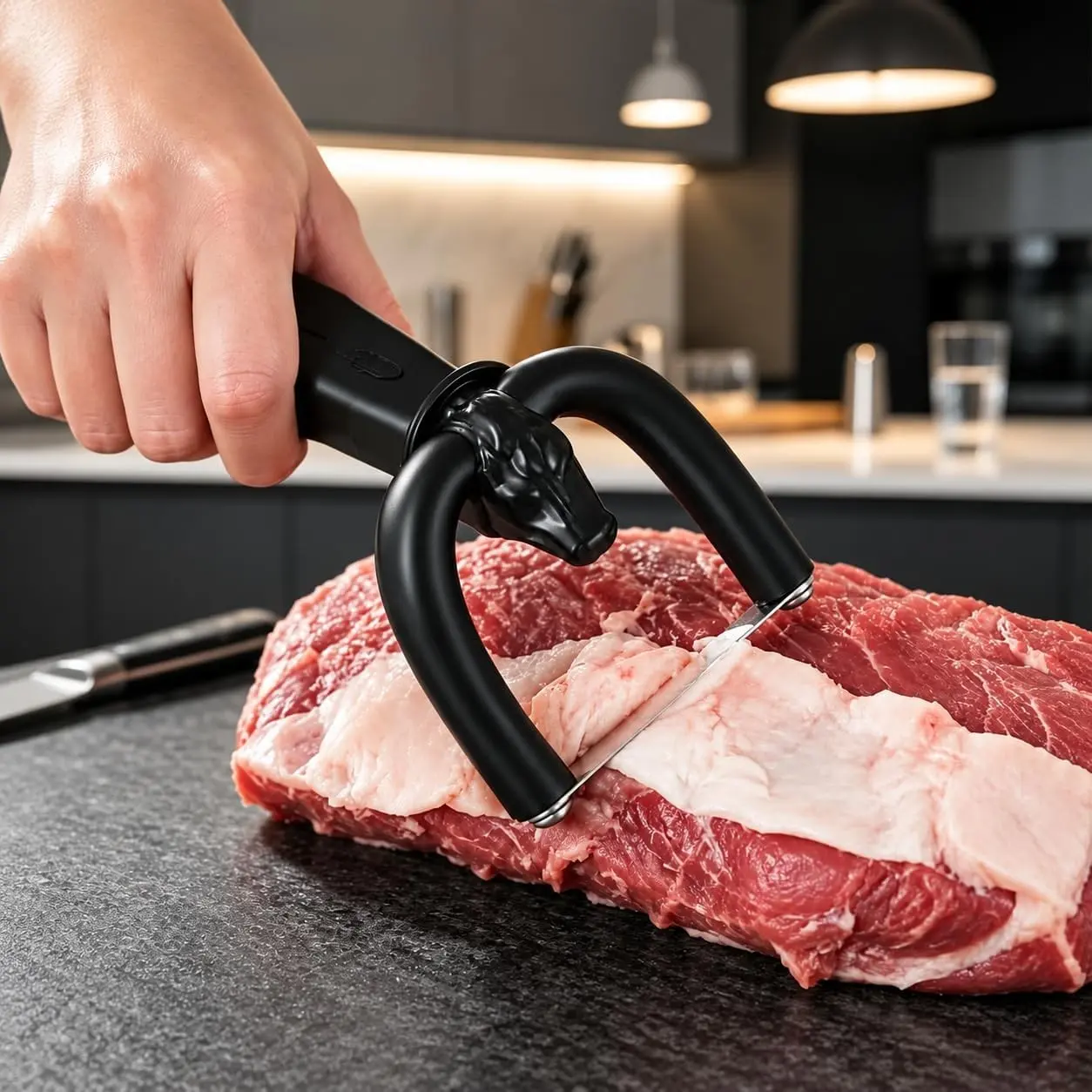 Handheld Beef and Pork Fat Trimmer, Kitchen Fat Cutter, Kitchen Gadgets, Ideal for Preparing Steaks, Beef Brisket, Lamb, and Barbecue Meats. The Perfect Fat-Removal Tool for Home Cooks and Barbecue Enthusiasts, Perfect Gift for Christmas.