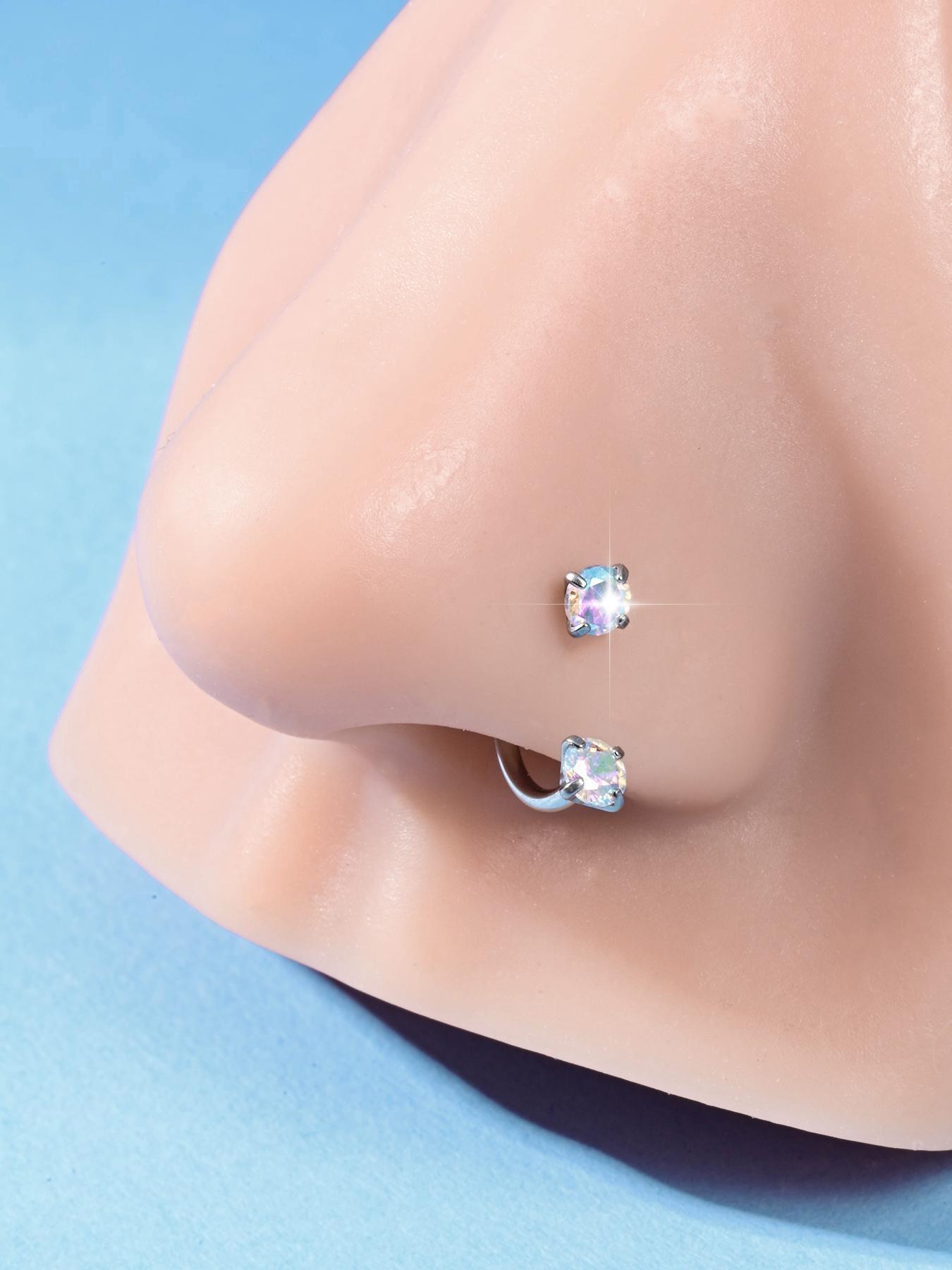 6pcs Heart Star Cz Horseshoe Nose Rings, Internal Threaded Stainless Steel 18gauge 8mm Hoops, Ideal for Nose, Cartilage, Tragus, Helix & Lip Piercings, Nose Piercing Jewelry, Body Jewellery