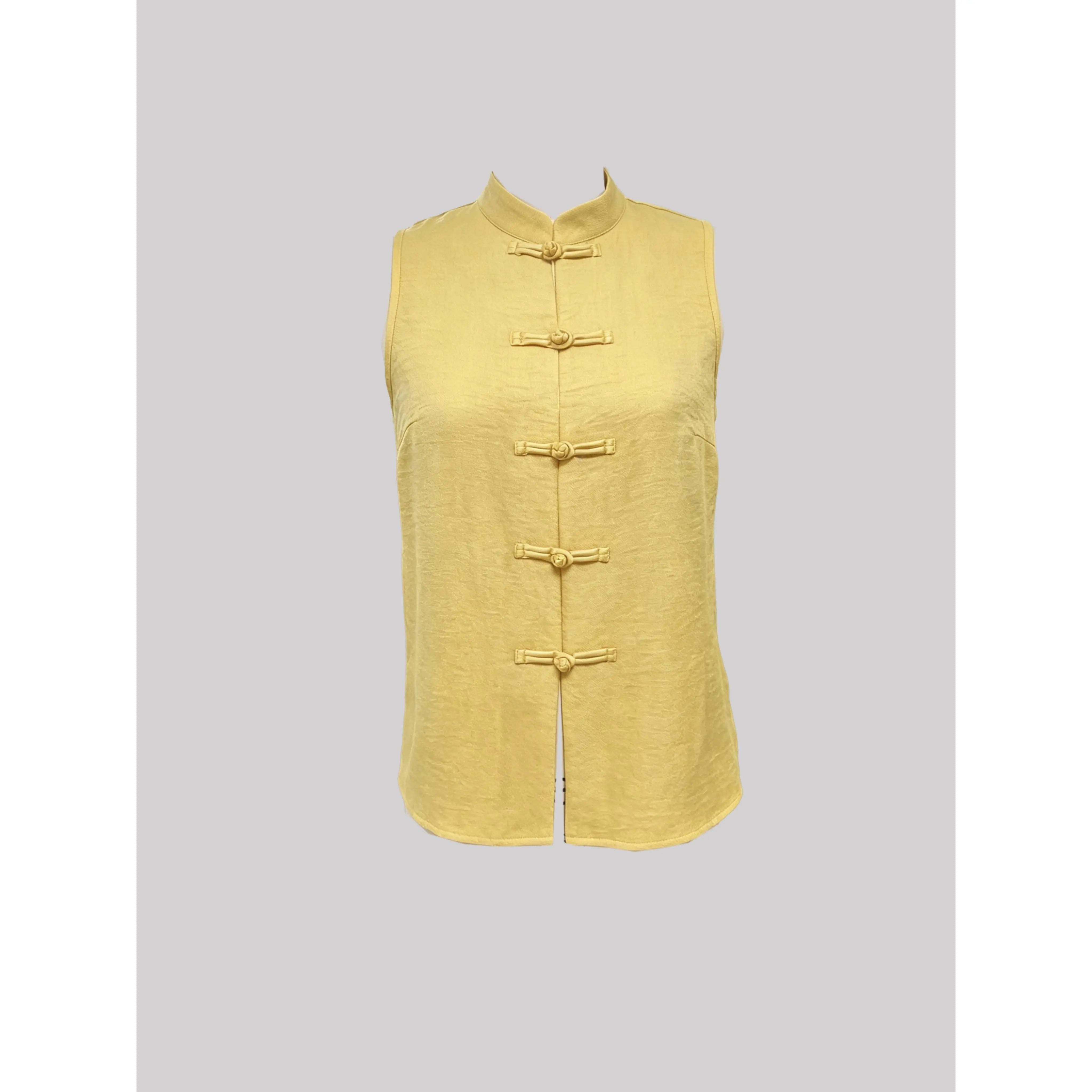 Summer New Chinese Style Stand Collar Frog Button Temperament Slim Sleeveless Shirt