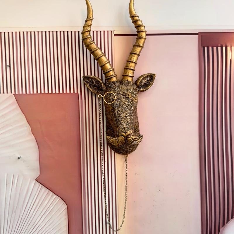 Antique Animal Head Wall Decor, Home Decoration Hanging Piece, Vintage Style Animal Head Ornament, Wall Ornaments, Interior Wall Decor, Home Bedroom Decor, 1 Piece